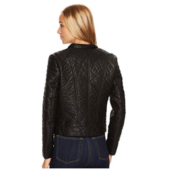 {Andrew Marc} Faux Leather Bomber Jacket- Size S - Picture 2 of 3